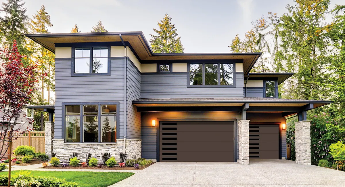 modern metallic dark bronze garage door
