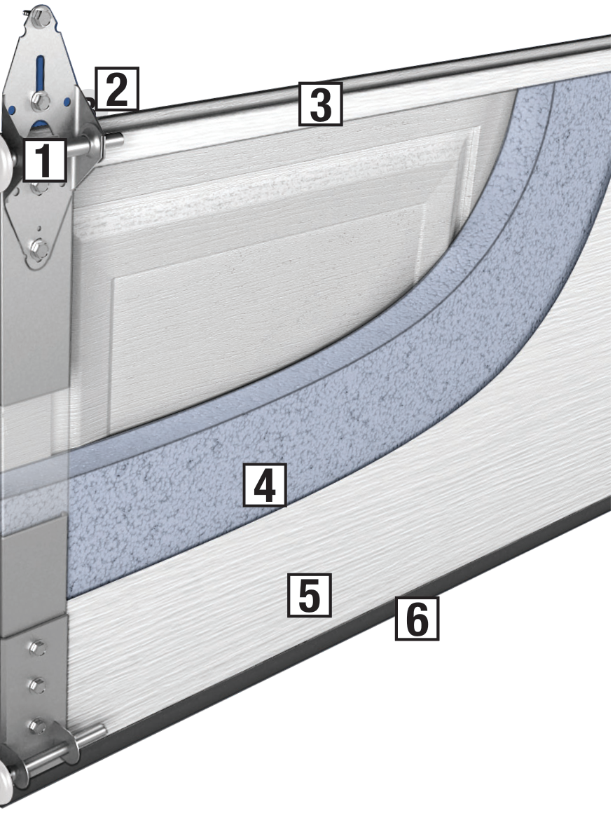 Presidential cutaway — expanded polystyrene core between steel skins, R-10.25.