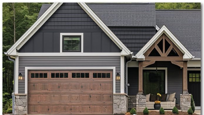 Vintage Safe-Way Plank Wood Grain garage door shown on a home