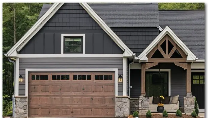 Vintage Safe-Way Bi-Directional Wood Grain garage door shown on a home
