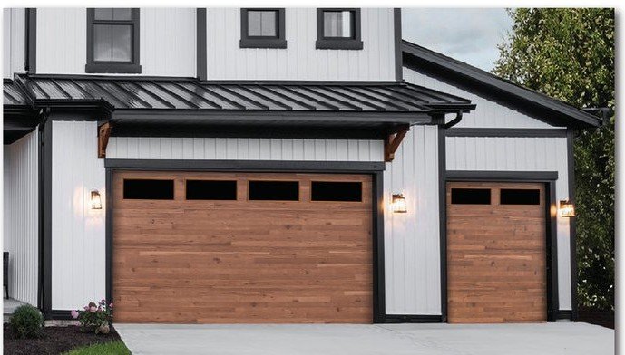 Vintage Safe-Way Plank Wood Grain garage door shown on a home