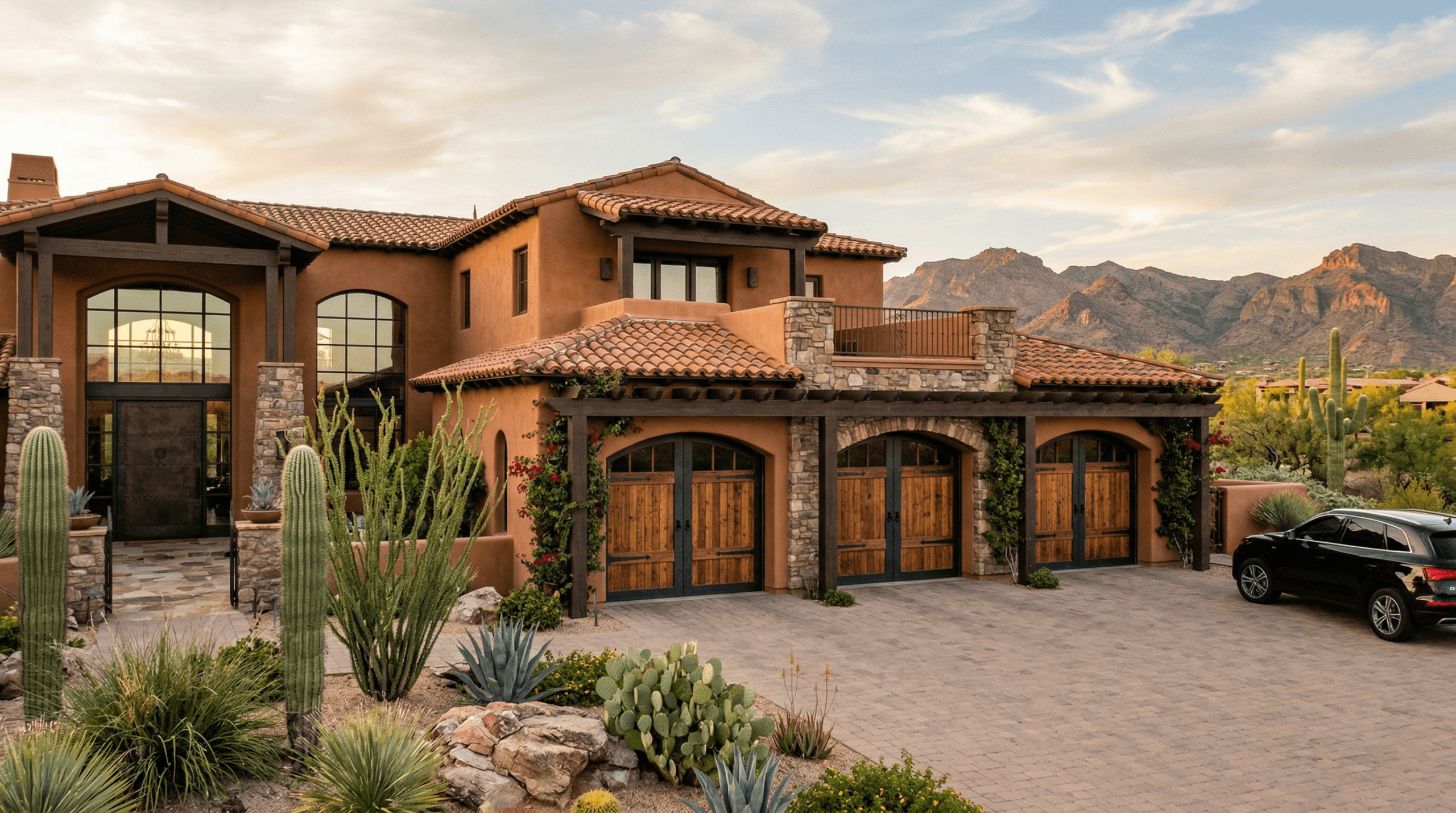 Custom garage door installation on Arizona home