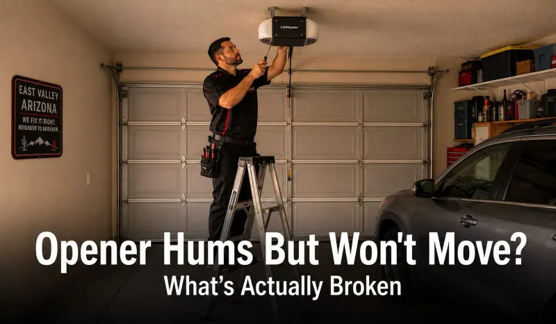 Garage Door Opener Hums But Door Won't Move: What's Actually Broken