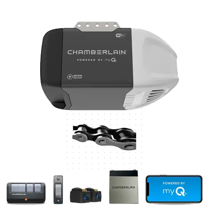 chain drive wi fi battery backup garage door opener