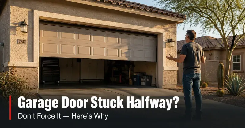 Garage Door Stuck Halfway: Is It Safe to Force It Down?