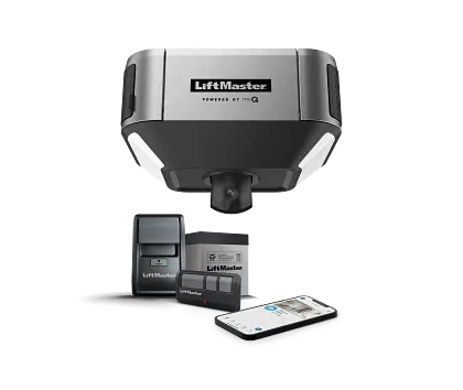 secure view ultra quiet, belt drive, smart opener with camera, dual led lighting and battery backup.