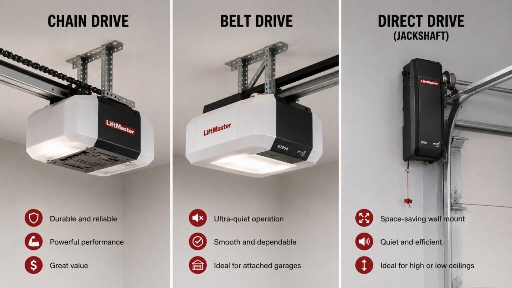 Belt vs Chain vs Direct Drive Garage Door Openers: Which Is Right for Your Arizona Home?