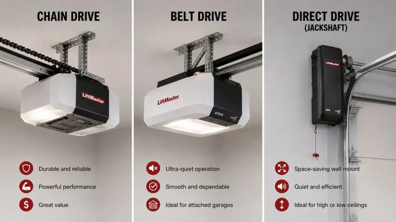 Belt vs Chain vs Direct Drive Garage Door Openers: Which Is Right for Your Arizona Home?