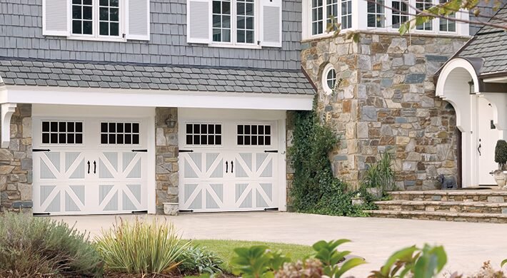 Classica Santiago in True White/Gray with Madeira windows and Blue Ridge handles and hinges.