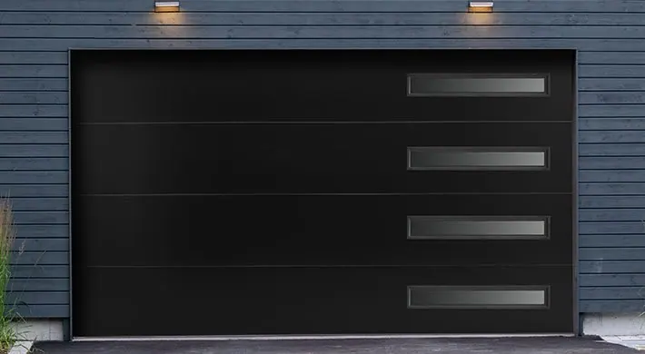 Black smooth flush with SlimLine windows Long with dark tint glass.