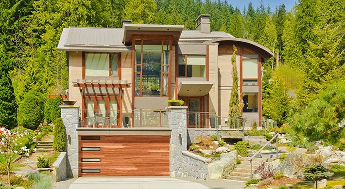 Cedar plank design with SlimLine windows.